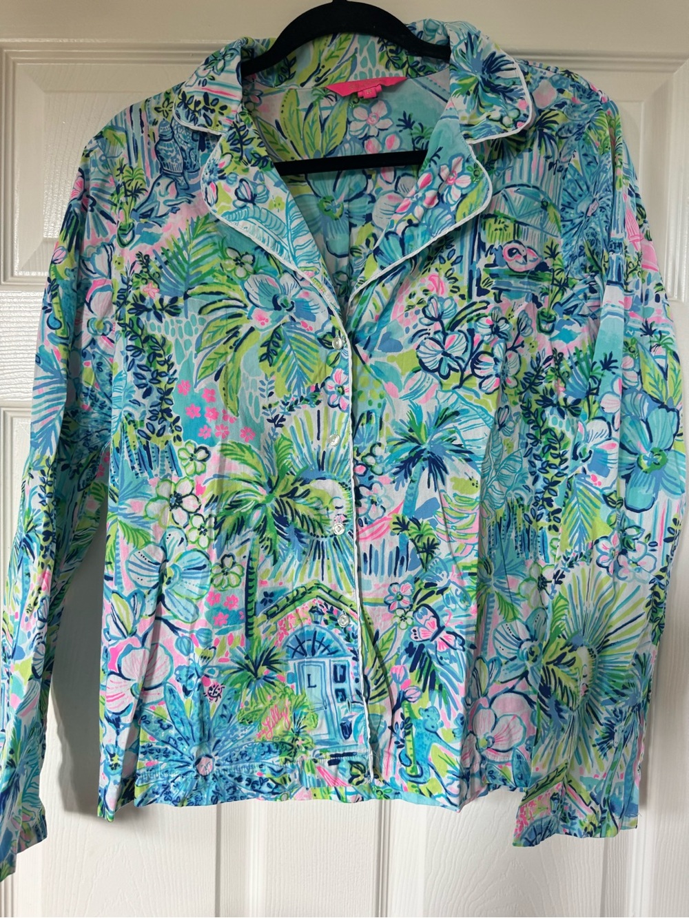 Lilly Pulitzer Lilly House print Tropical Floral PJโs in Blue, Pink & Green